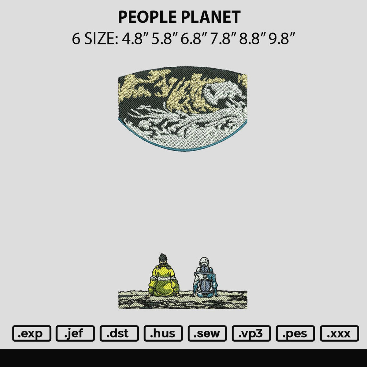 People Planet Embroidery File 6 sizes