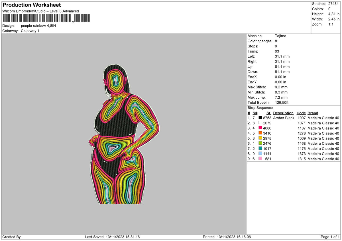 Rainbow People Embroidery File 6 sizes
