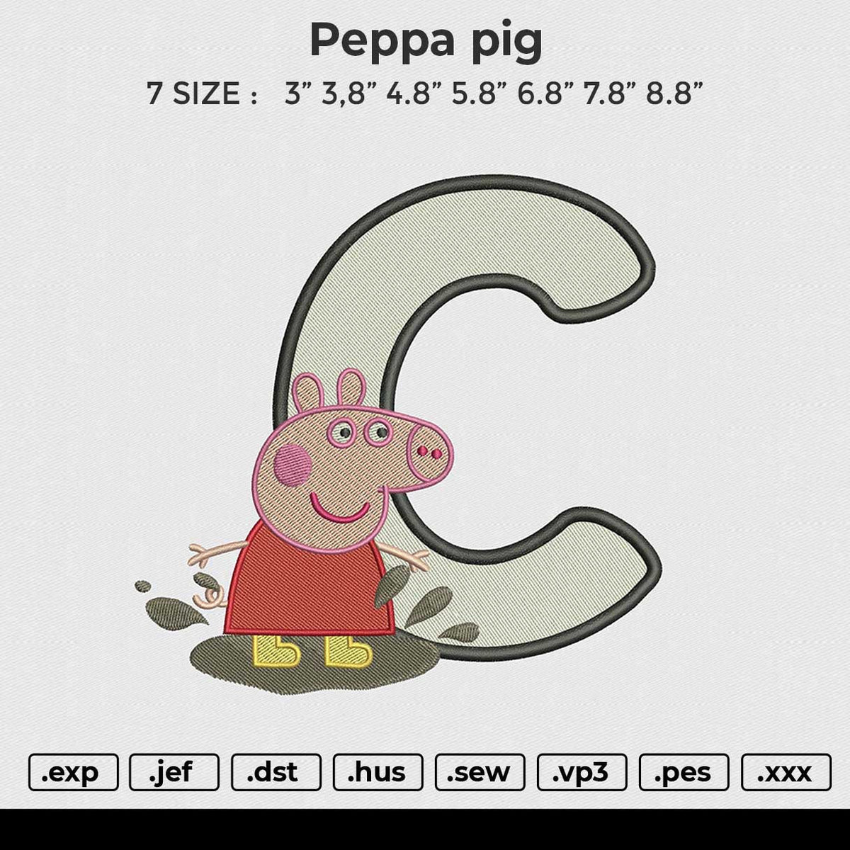 Peppa Pig Embroidery File 6 size