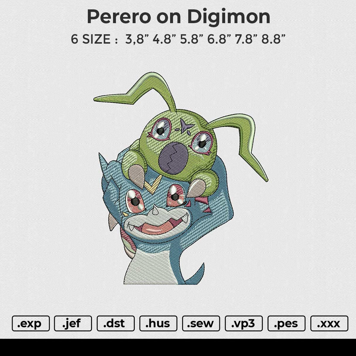 Perero On Digimon Embroidery File 6 size