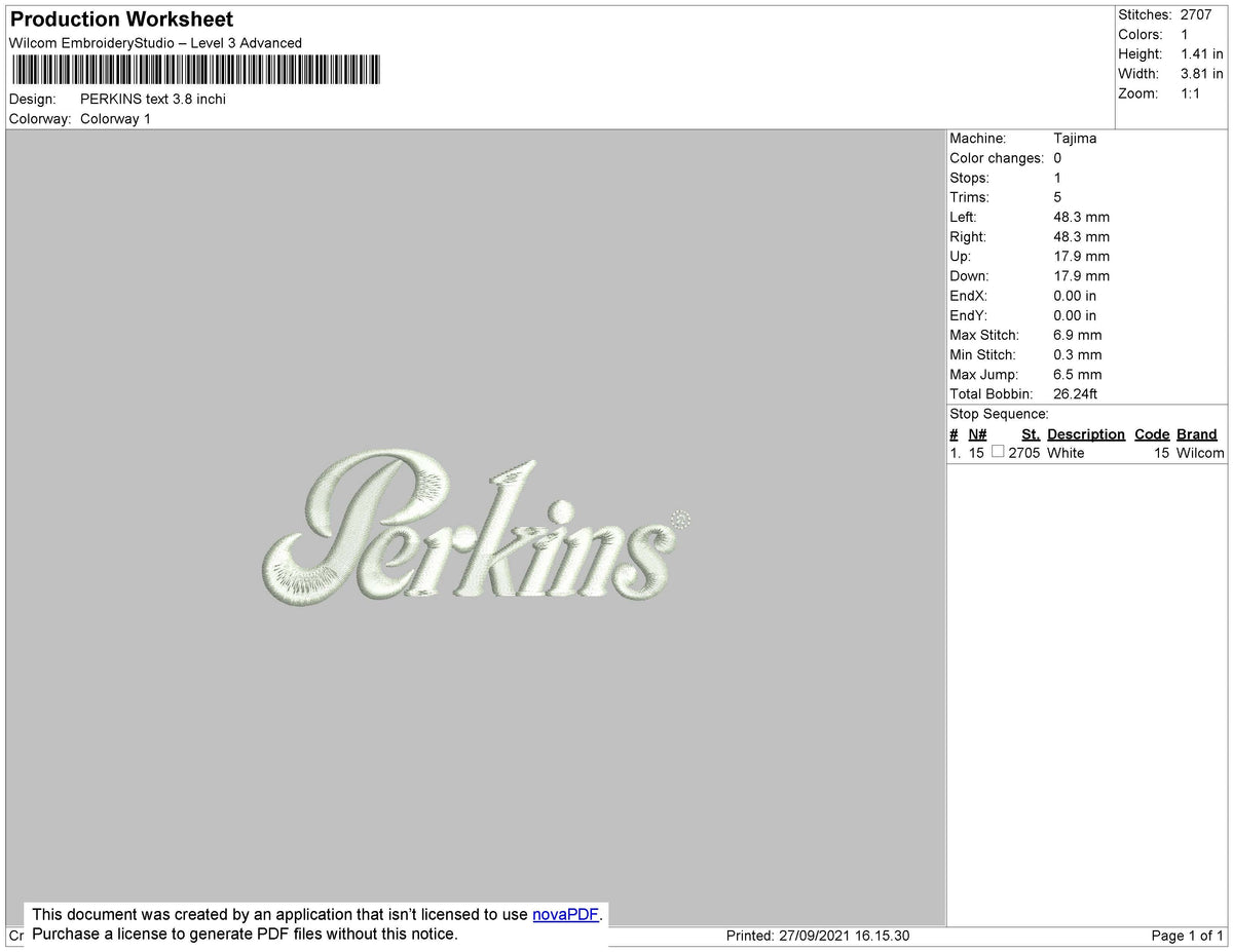 Perkins Text Embroidery File 4 size