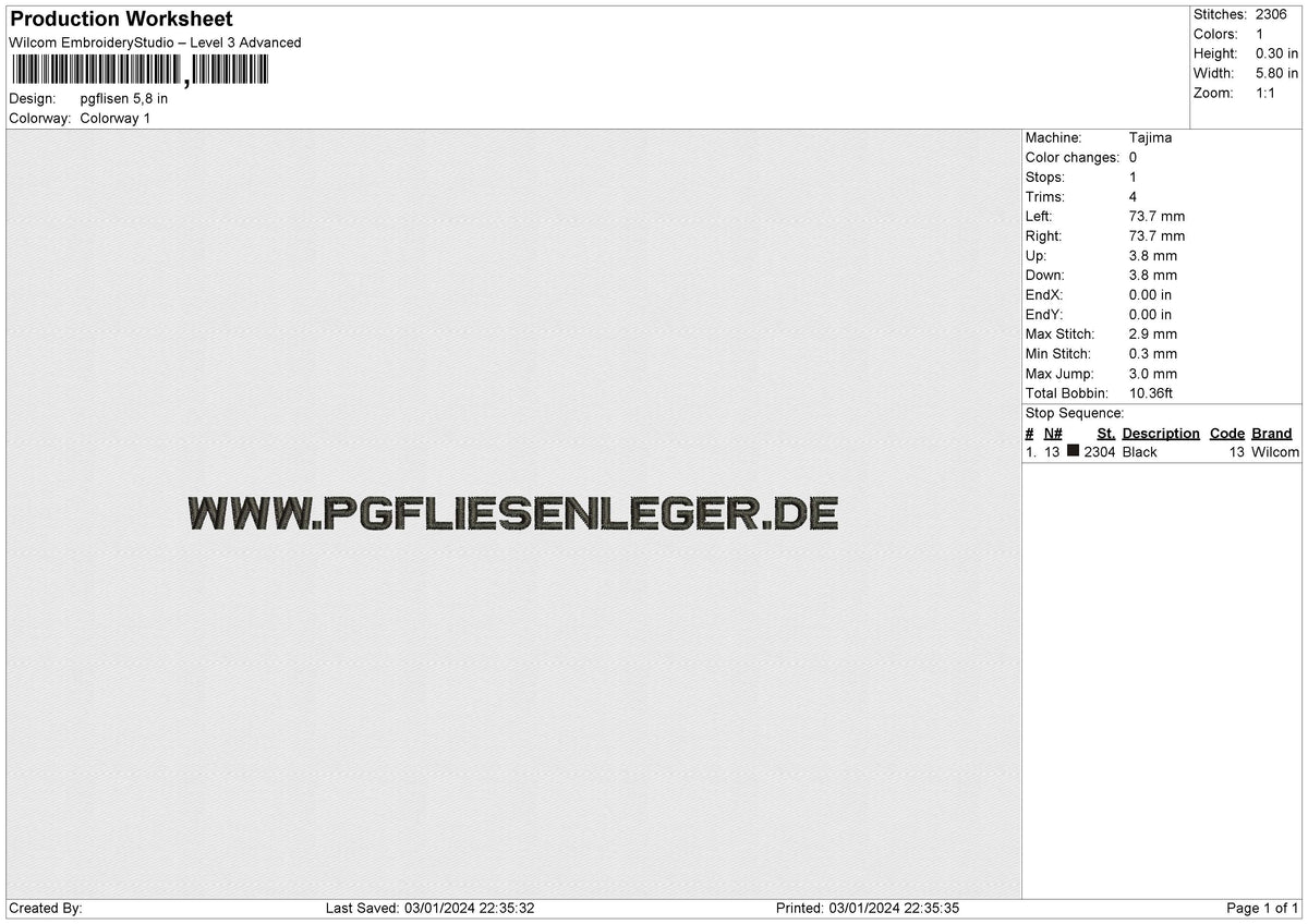 Pgflisen Embroidery File 6 size