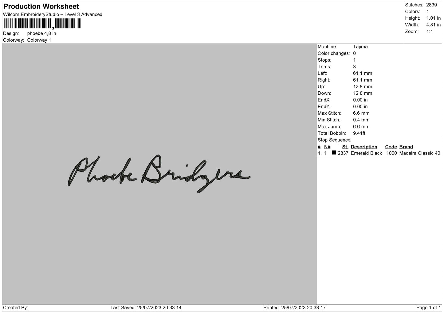 Phoebe B Embroidery File 6 sizes