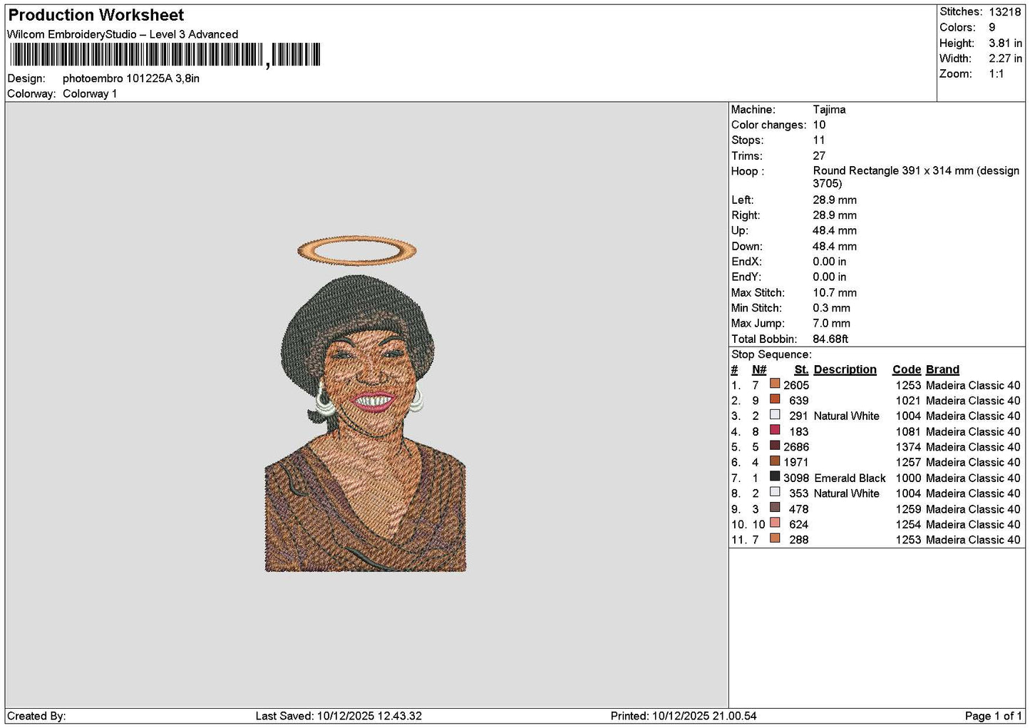 Photoembro 1012a Embroidery File 6 sizes