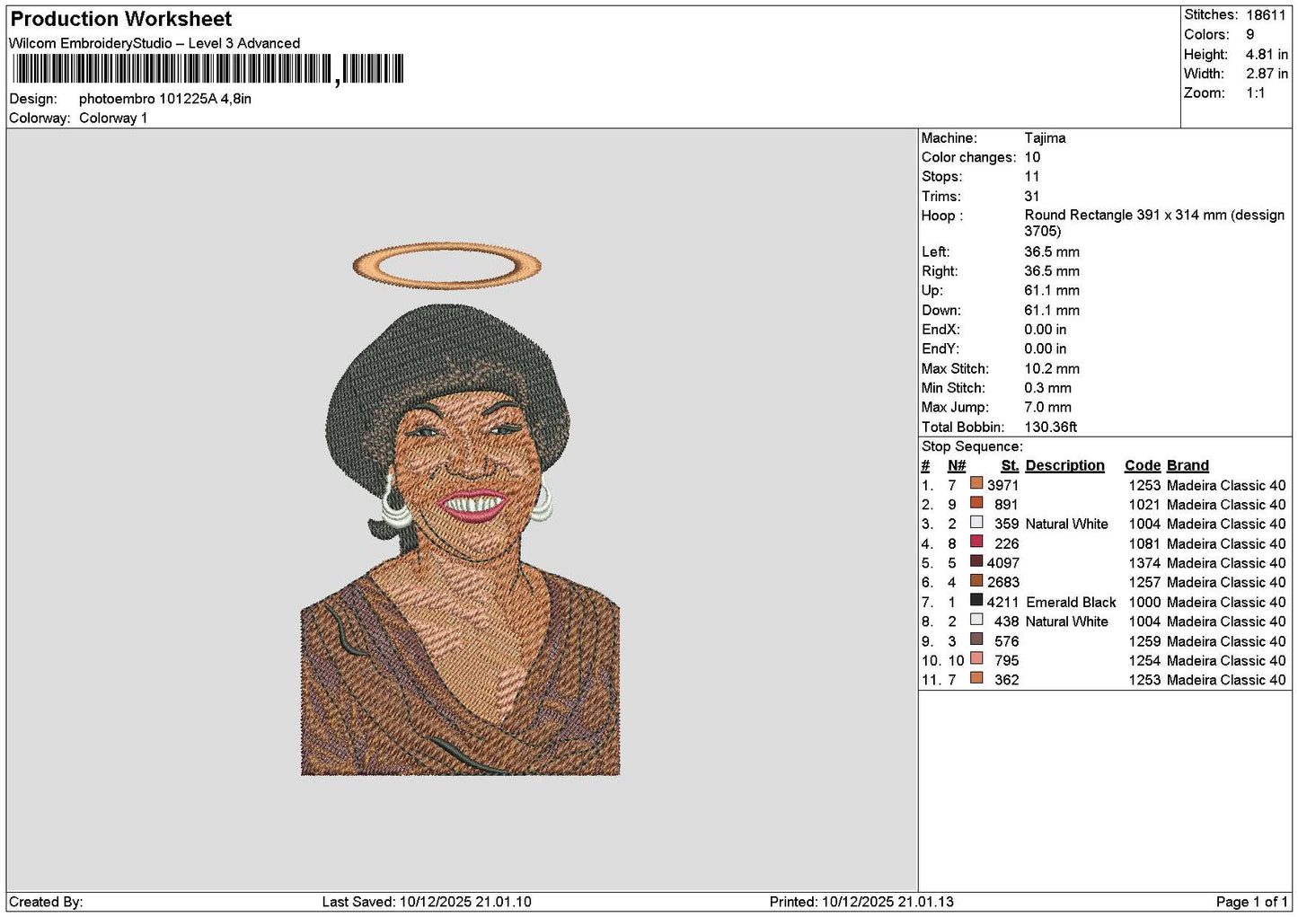 Photoembro 1012a Embroidery File 6 sizes