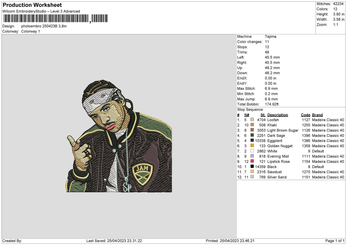 Photoembro 2504 Embroidery File 6 sizes