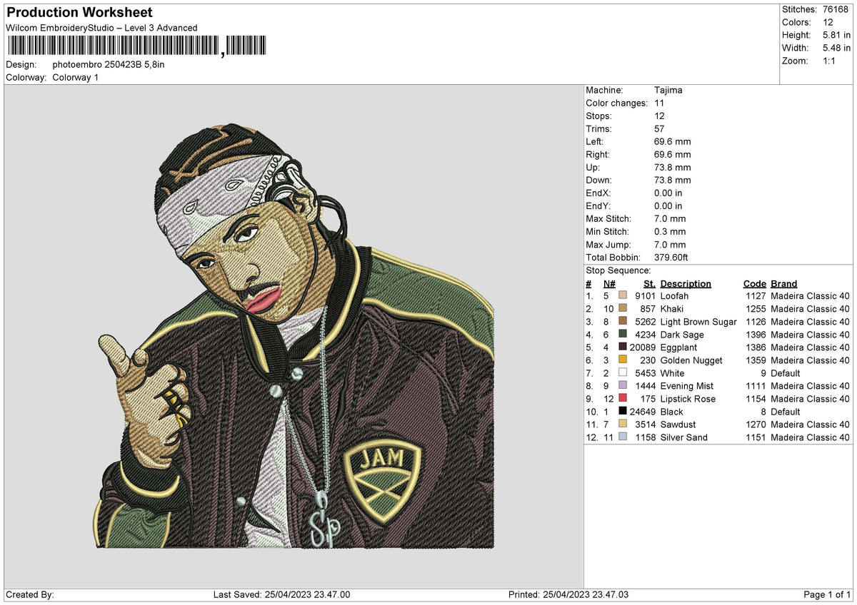 Photoembro 2504 Embroidery File 6 sizes