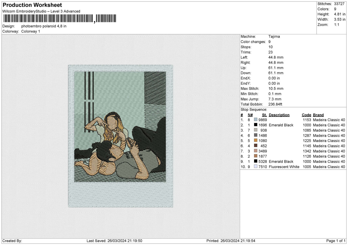 Photoembro Polaroid Embroidery File 6 size