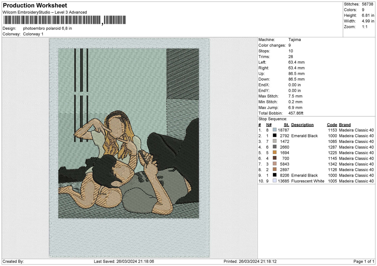 Photoembro Polaroid Embroidery File 6 size