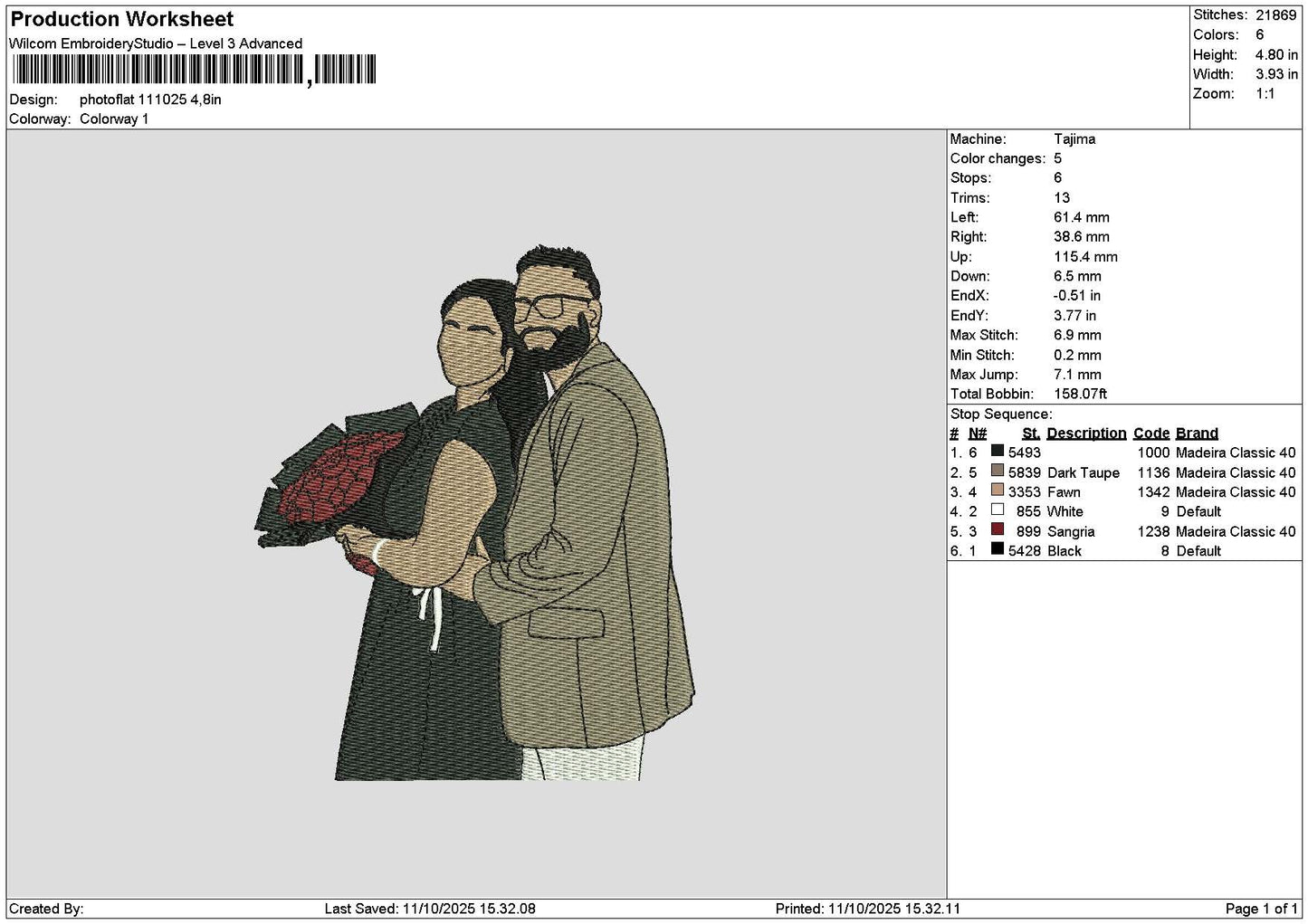 Photoflat 1110 Embroidery File 6 sizes