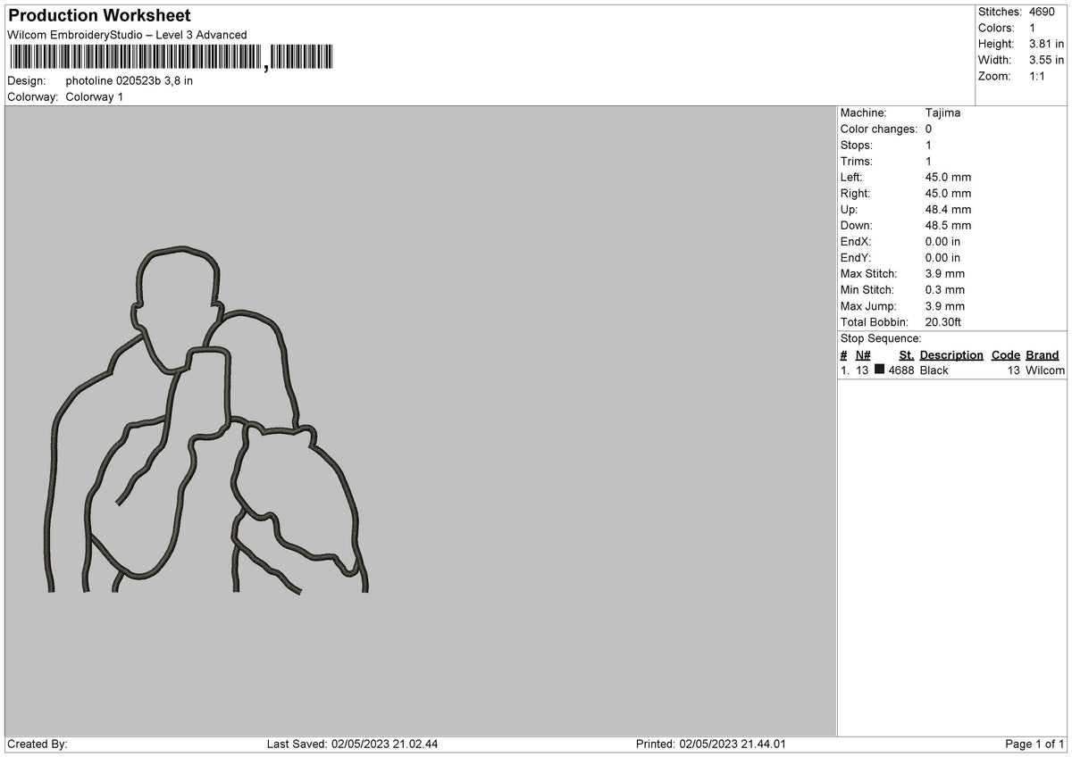 Photoline 0205b Embroidery file 6 sizes