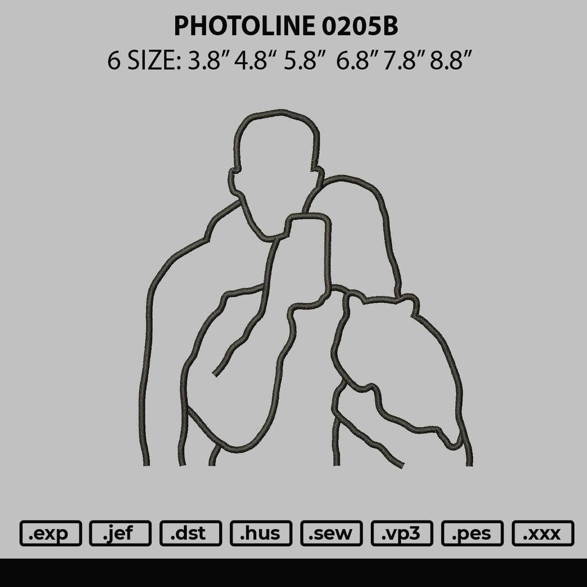 Photoline 0205b Embroidery file 6 sizes