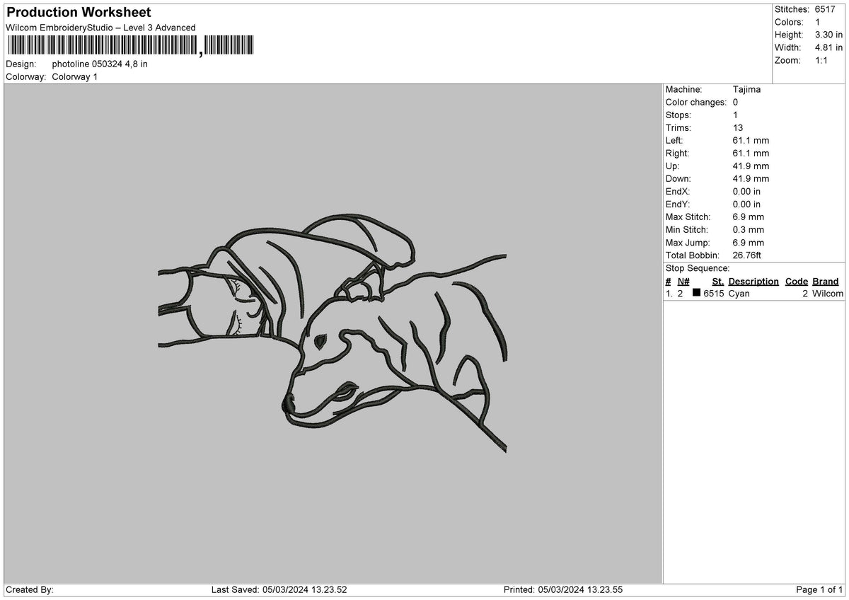 Photoline 0503 Embroidery File 6 sizes