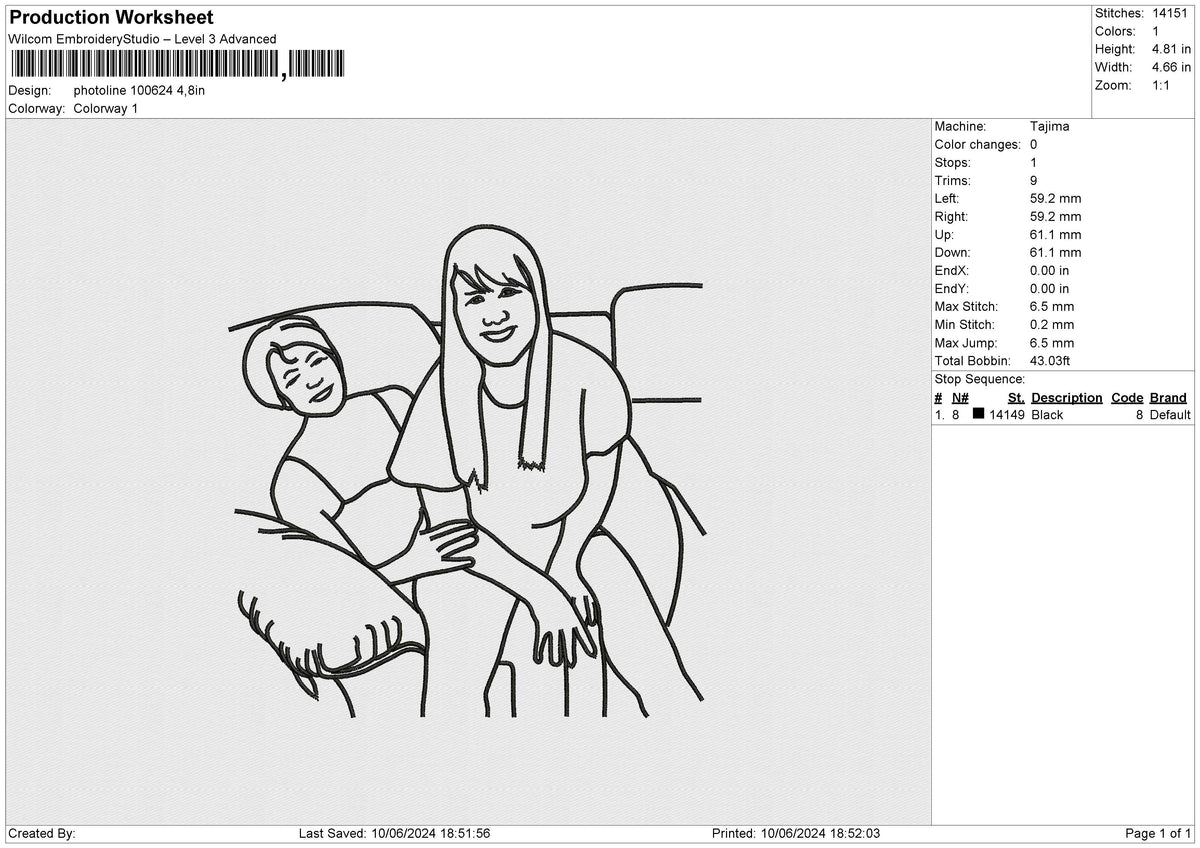 Photoline 100624 Embroidery File 6 size