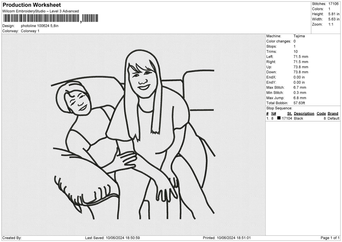 Photoline 100624 Embroidery File 6 size