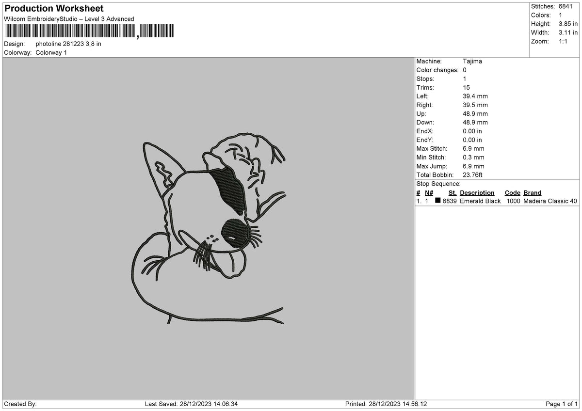 Photoline 2812B Embroidery File 6 sizes