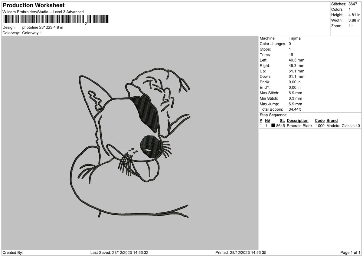 Photoline 2812B Embroidery File 6 sizes