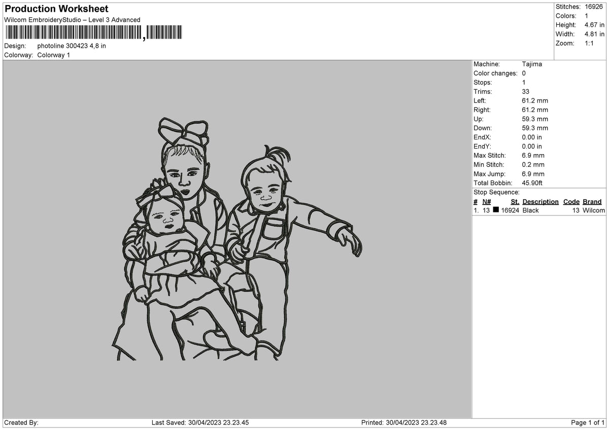 Photoline 3004 Embroidery File 6 sizes