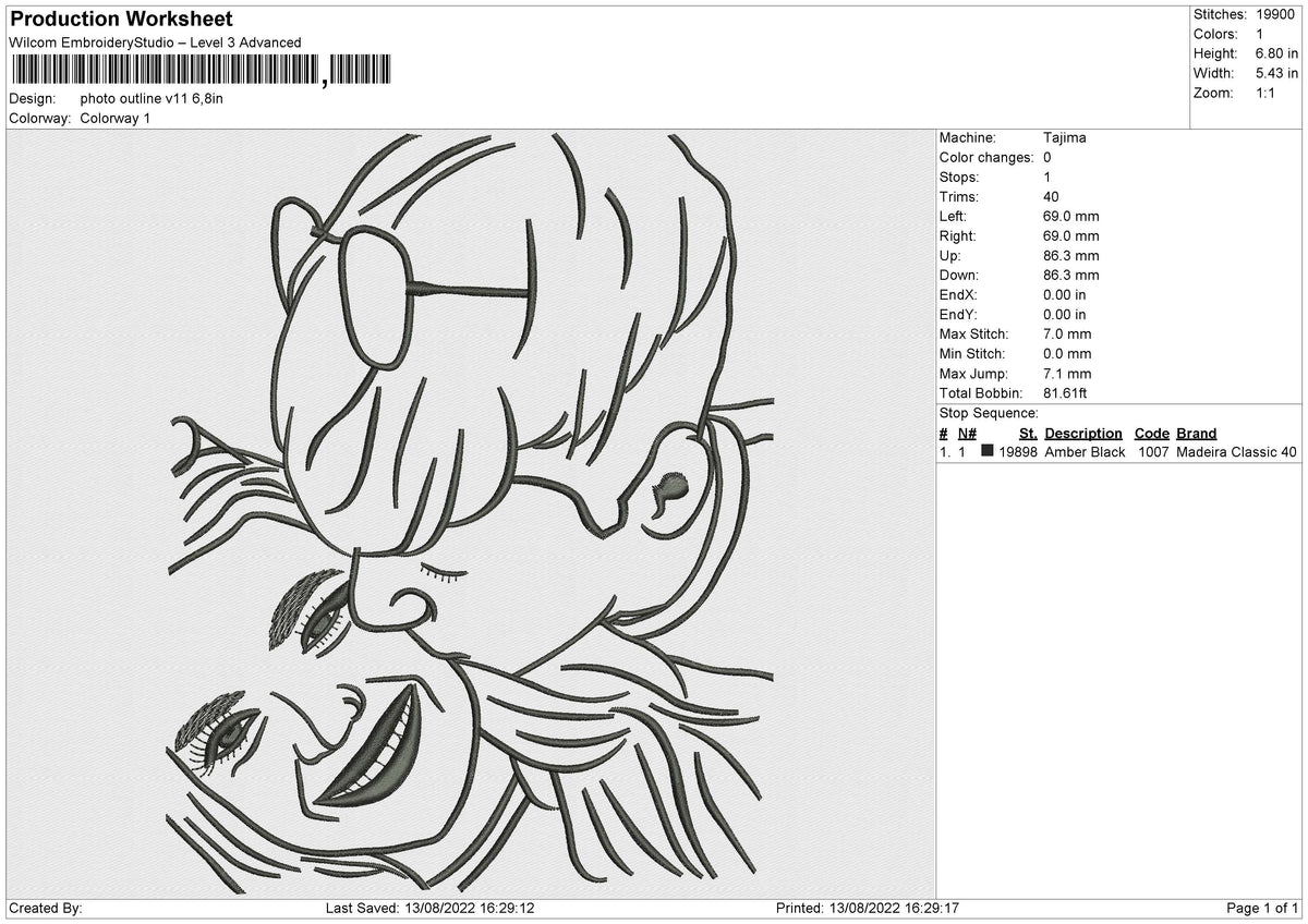 Photo Outline v11 Embroidery