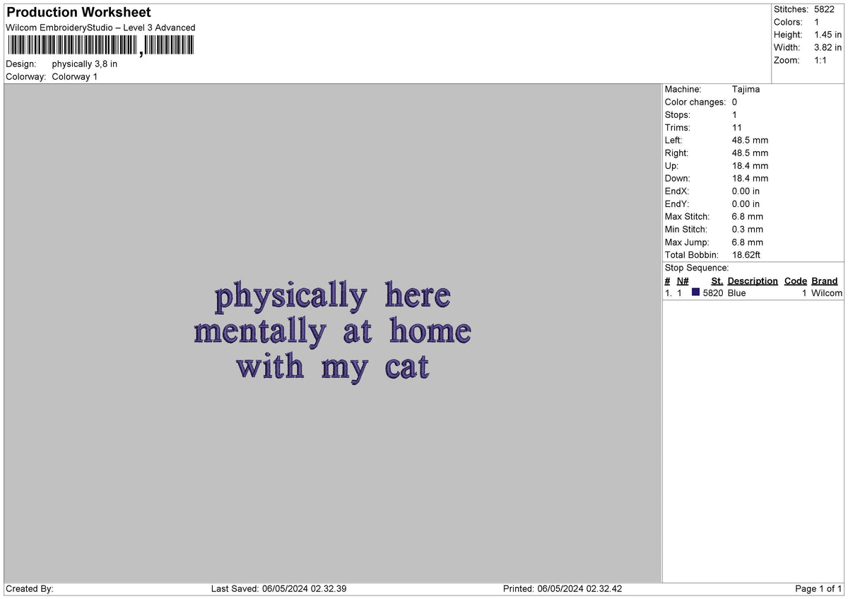 Mentallytext01 Embroidery File 6 sizes