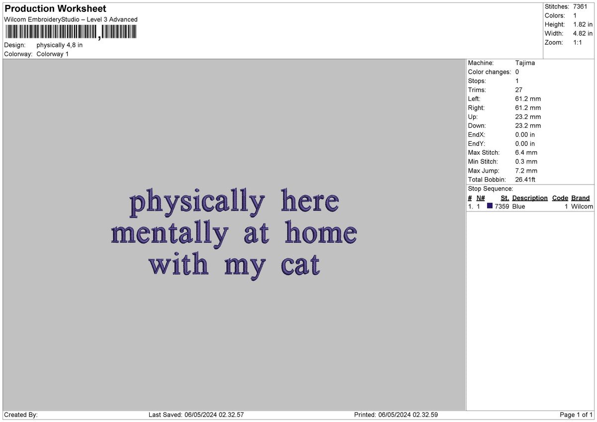 Mentallytext01 Embroidery File 6 sizes