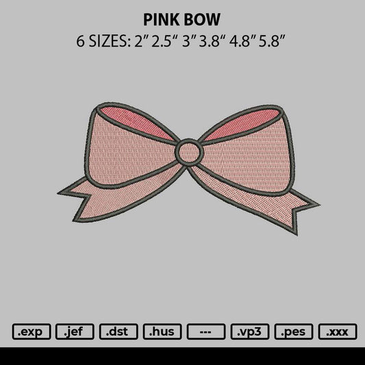 Pink Bow Embroidery File 6 sizes