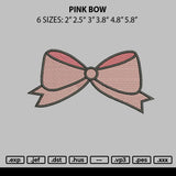 Pink Bow Embroidery File 6 sizes