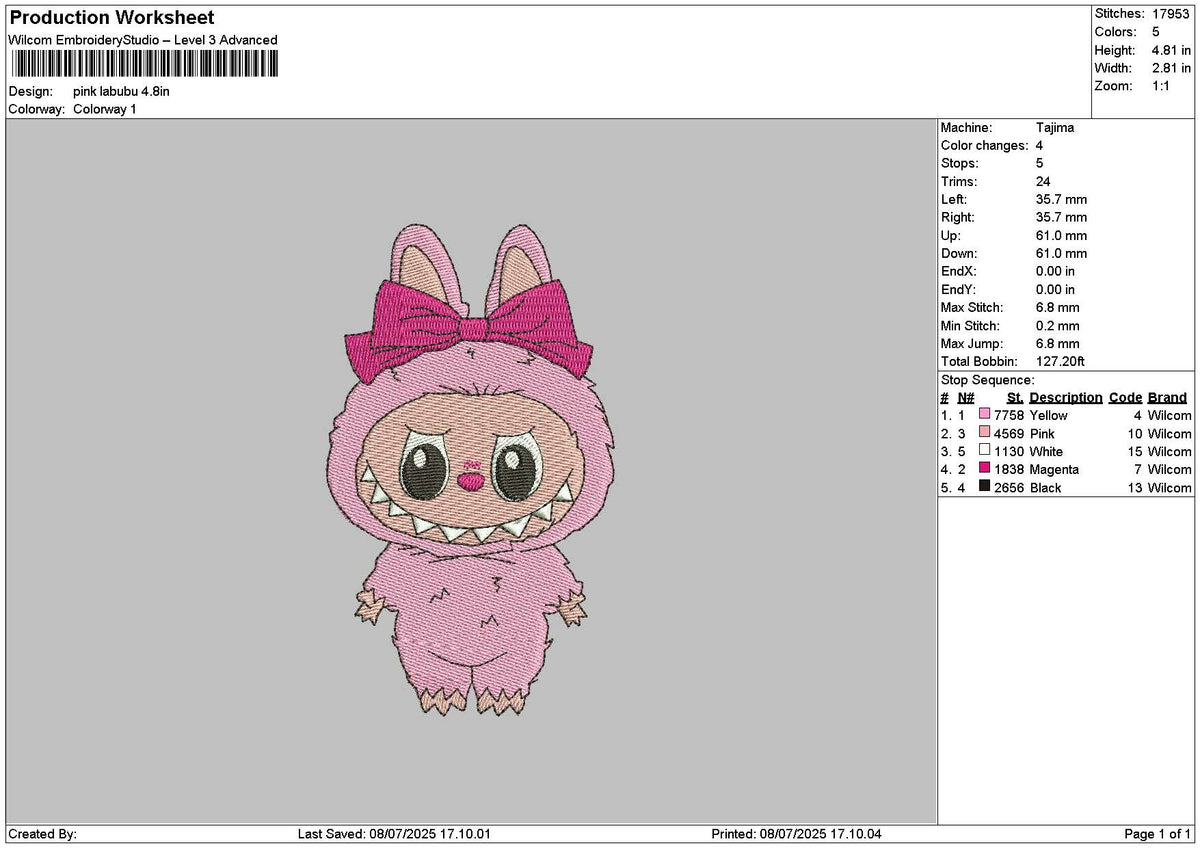 Pinklabu 01 Embroidery File 6 sizes