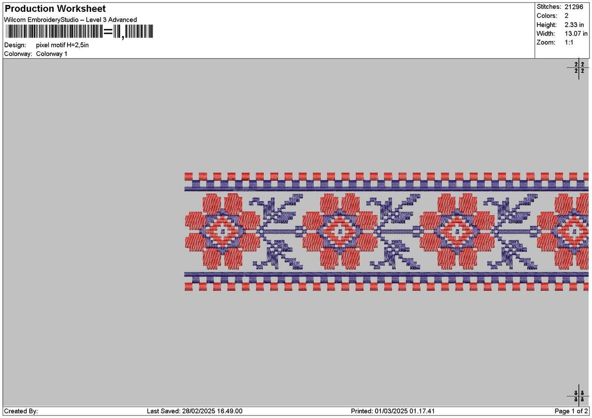 Pixel Motif 0103 Embroidery File 6 sizes