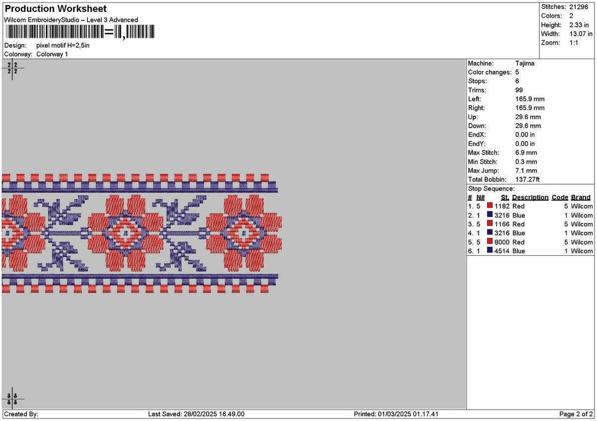 Pixel Motif 0103 Embroidery File 6 sizes