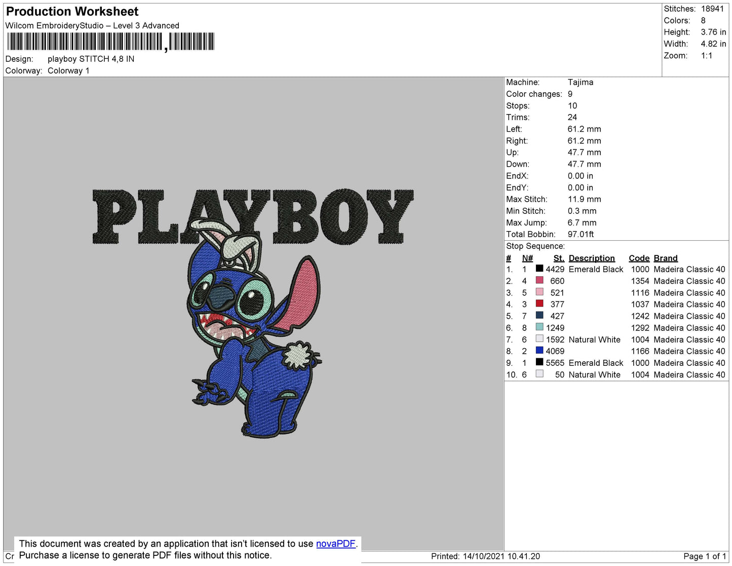 Playboy Stitch Embroidery