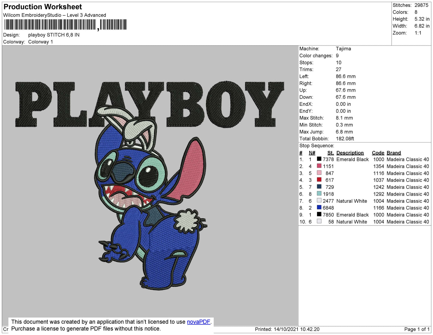 Playboy Stitch Embroidery