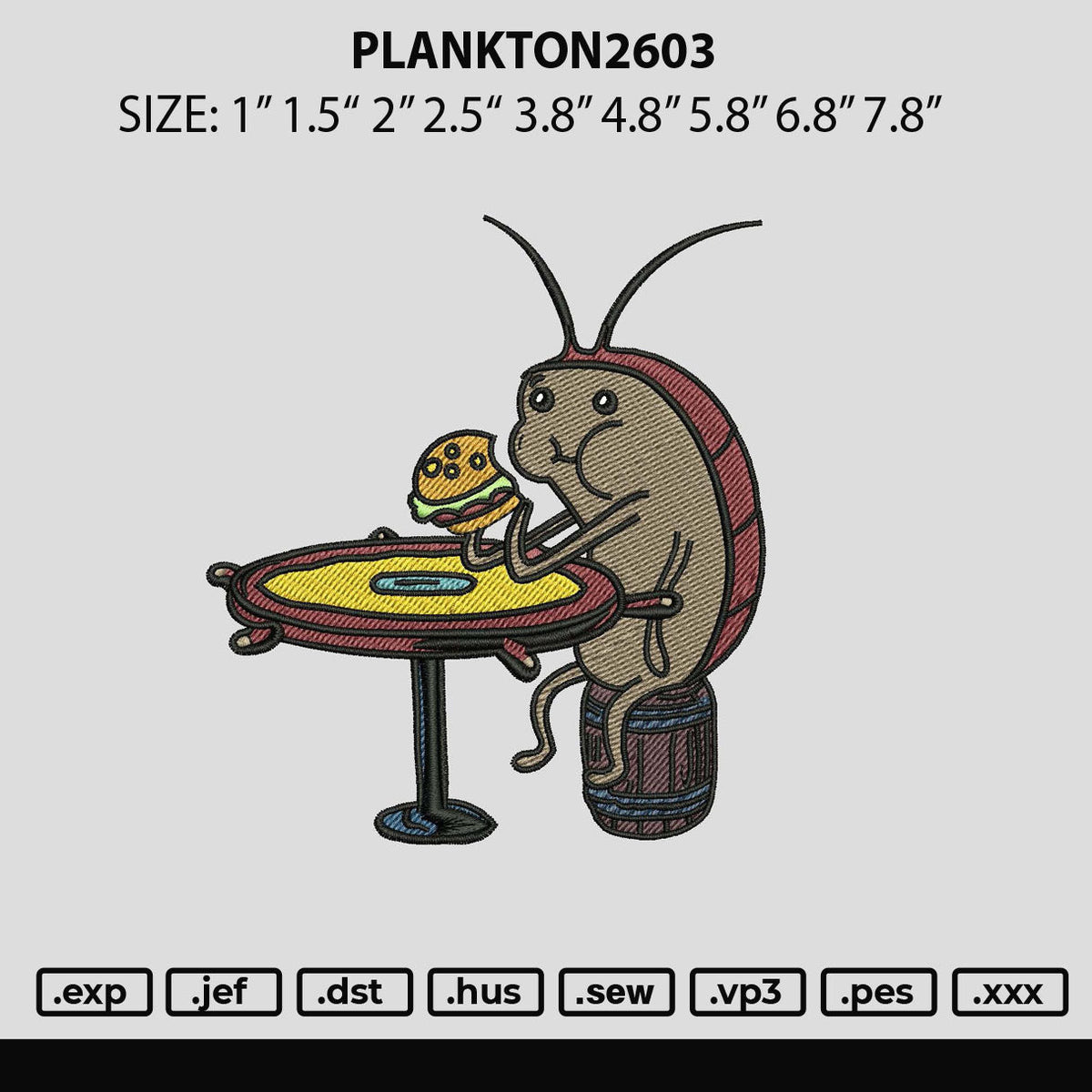 Plankton2603 Embroidery File 6 sizes
