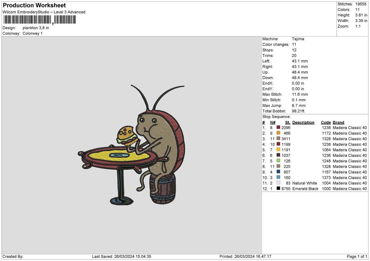 Plankton2603 Embroidery File 6 sizes