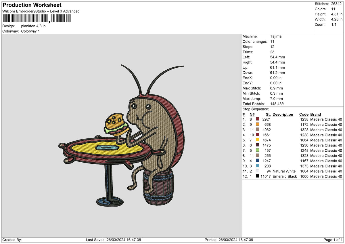 Plankton2603 Embroidery File 6 sizes