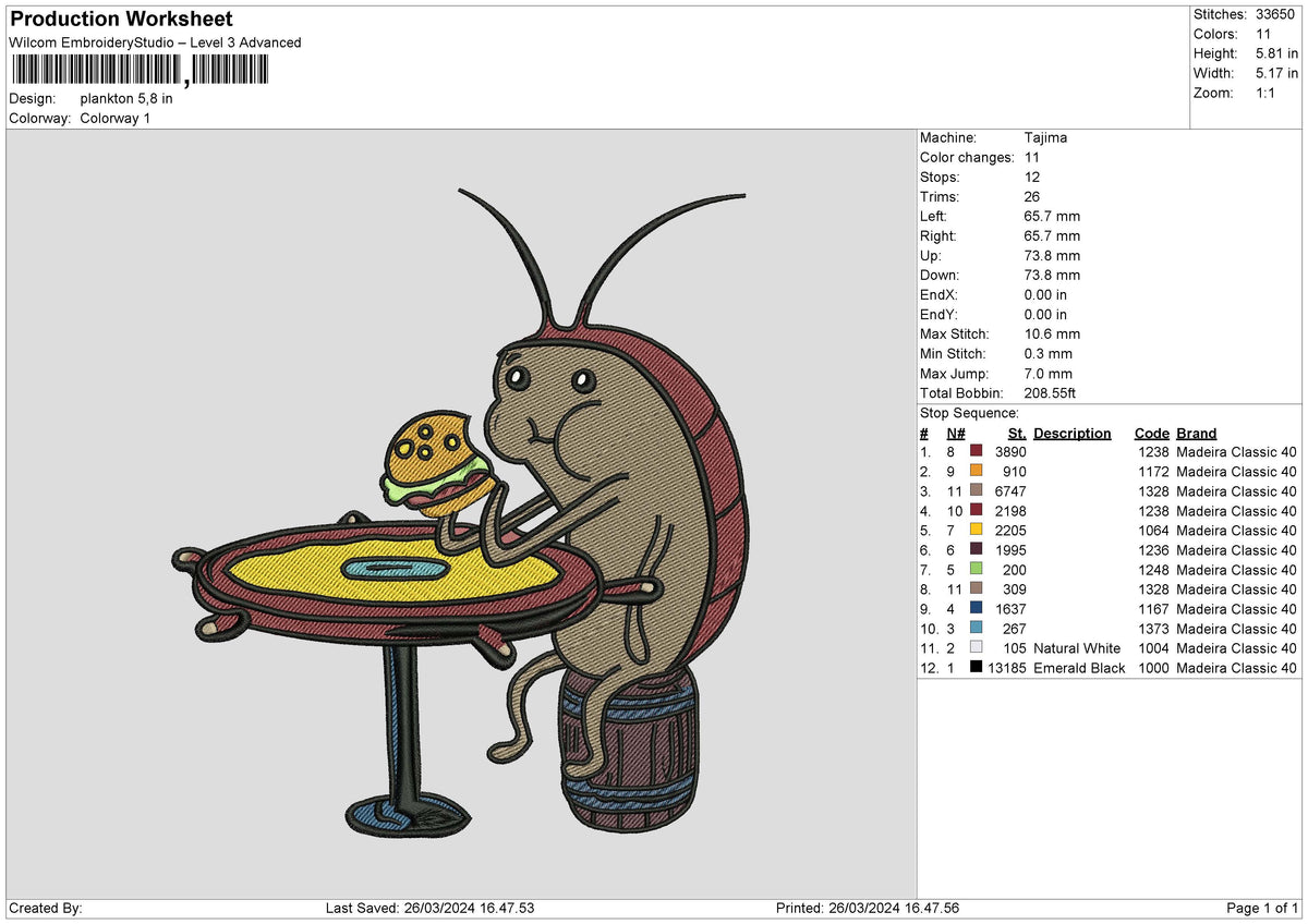 Plankton2603 Embroidery File 6 sizes