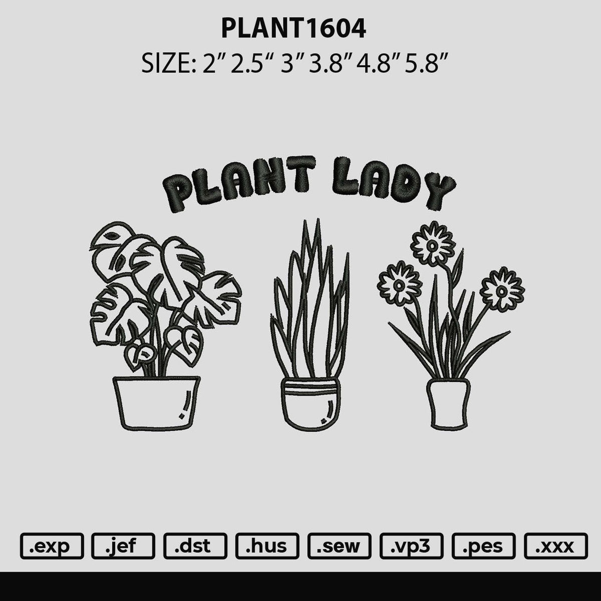 Plant1604 Embroidery File 6 sizes