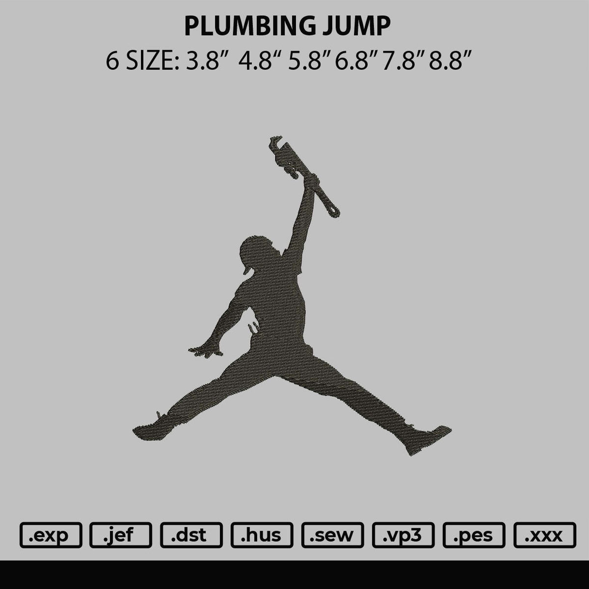 Plumbing Jump Embroidery File 6 sizes