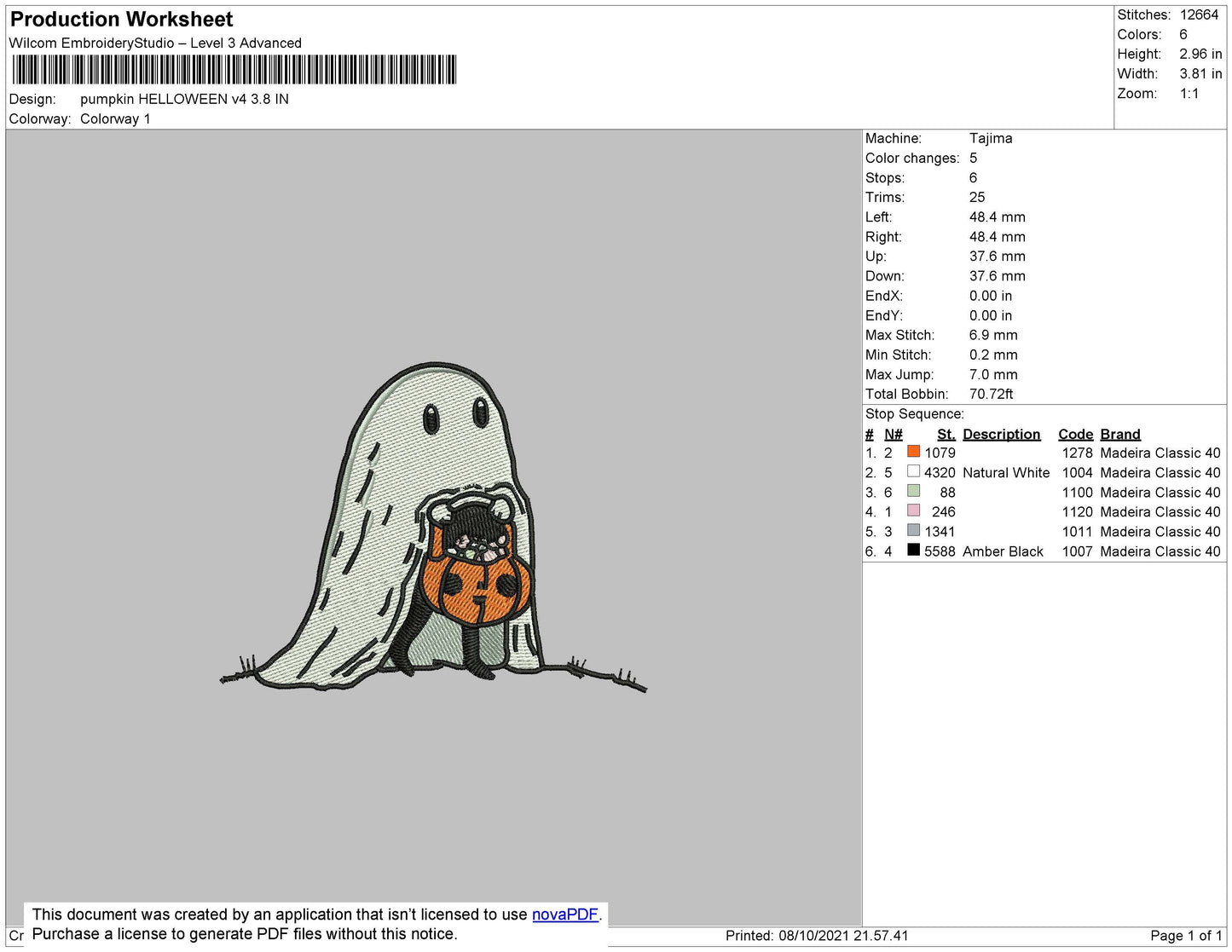 Pumpkin Halloween v4 Embroidery