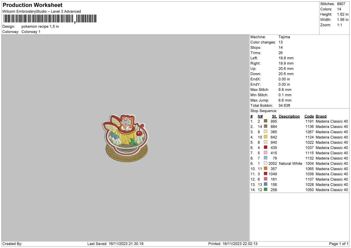 Poke Recipe Embroidery File 6 sizes