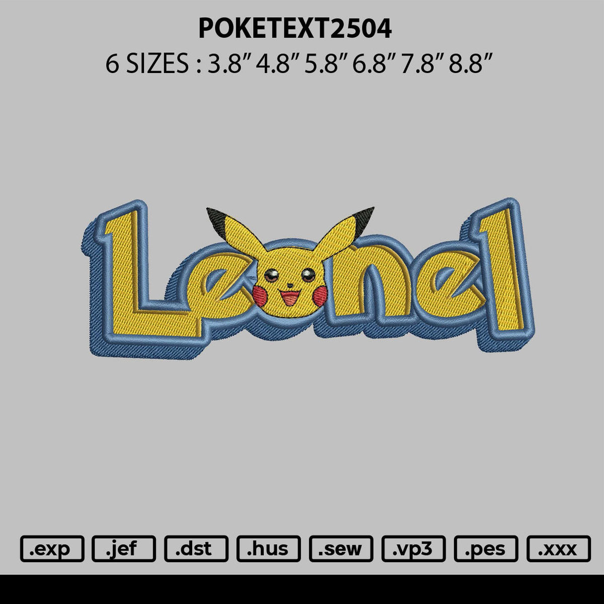 Poketext2504 Embroidery File 6 sizes