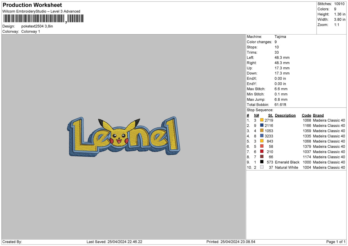 Poketext2504 Embroidery File 6 sizes