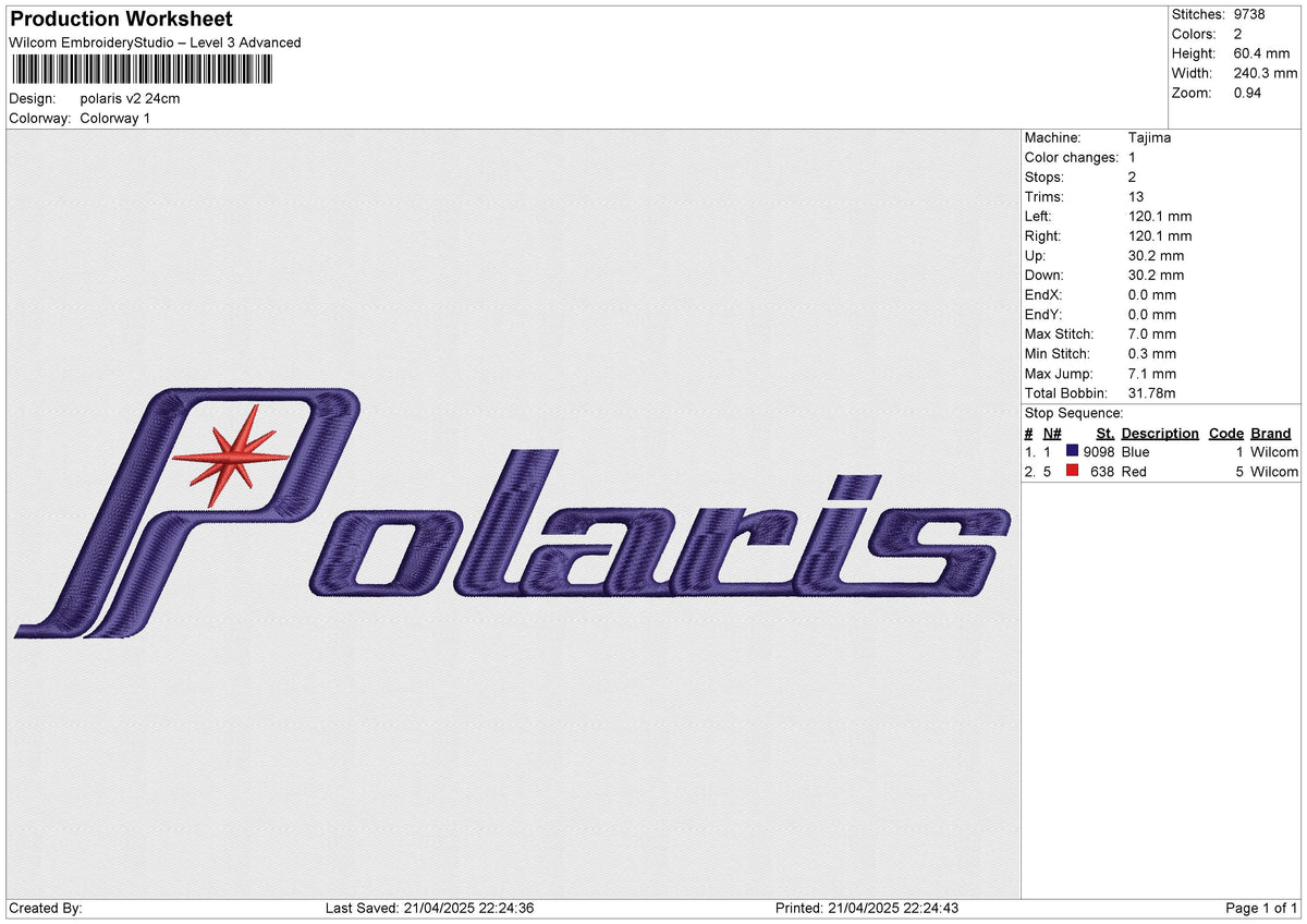 Polaris v2 Embroidery File 6 size
