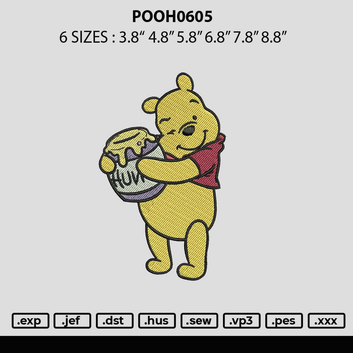 Pooh0605 Embroidery File 6 sizes