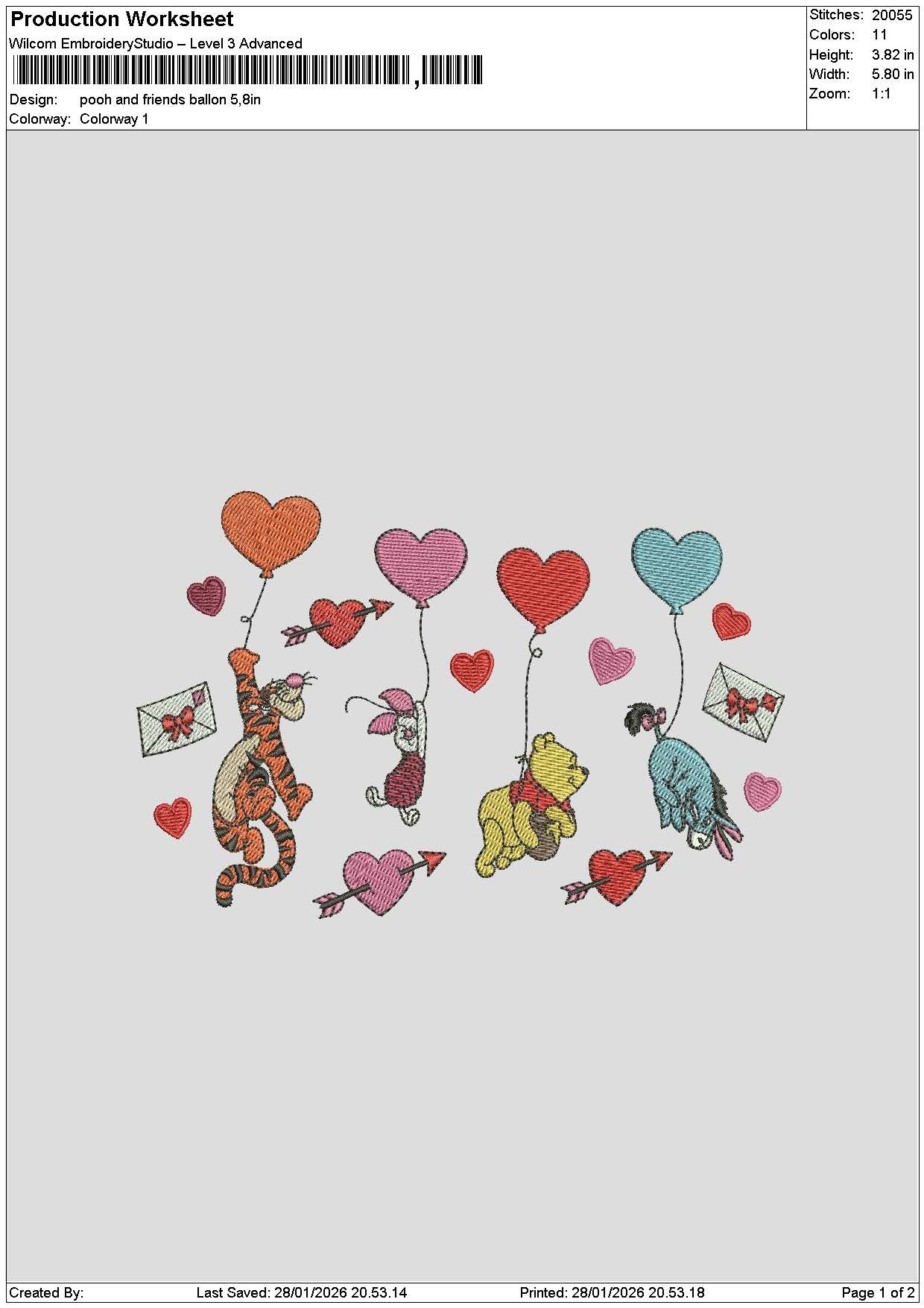 Pooh Balloons 2801 Embroidery File 6 sizes