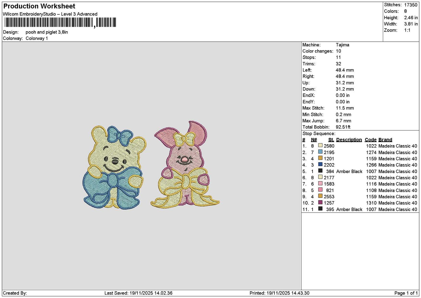 Poohchibi 1611 Embroidery File 6 sizes