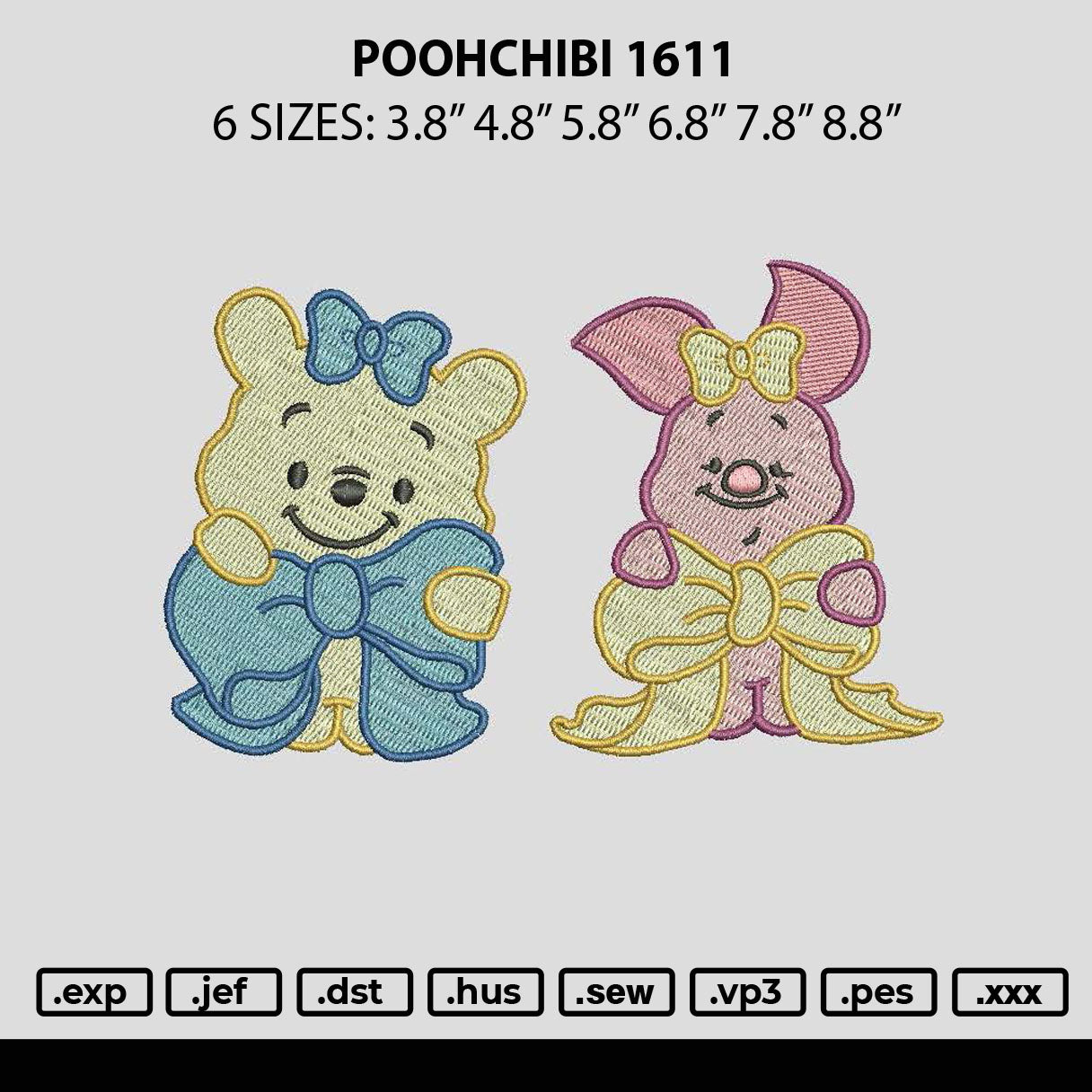 Poohchibi 1611 Embroidery File 6 sizes