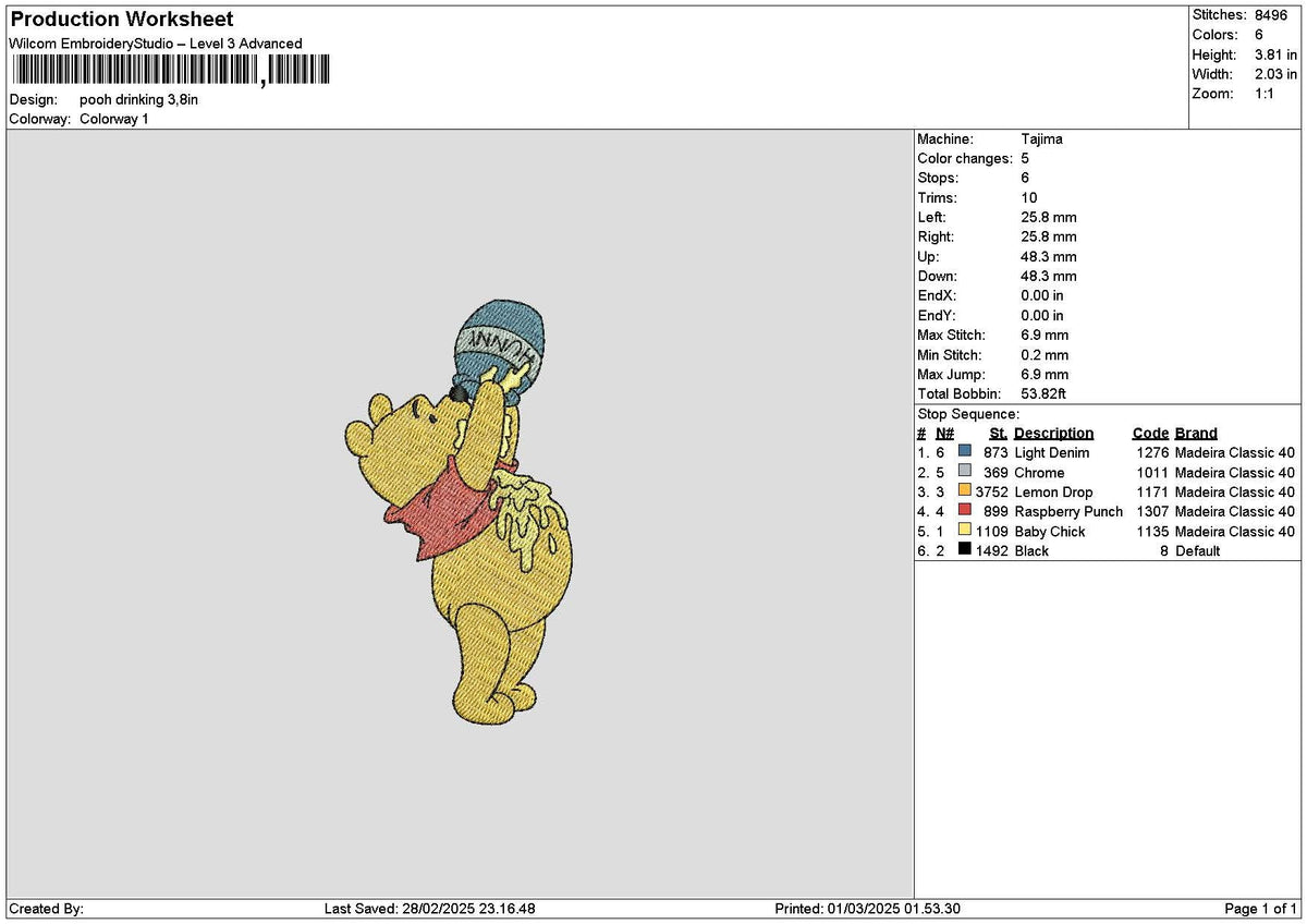 Pooh0103 Embroidery File 6 sizes