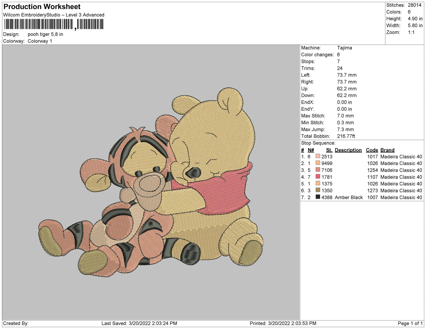 Pooh Tiger Embroidery