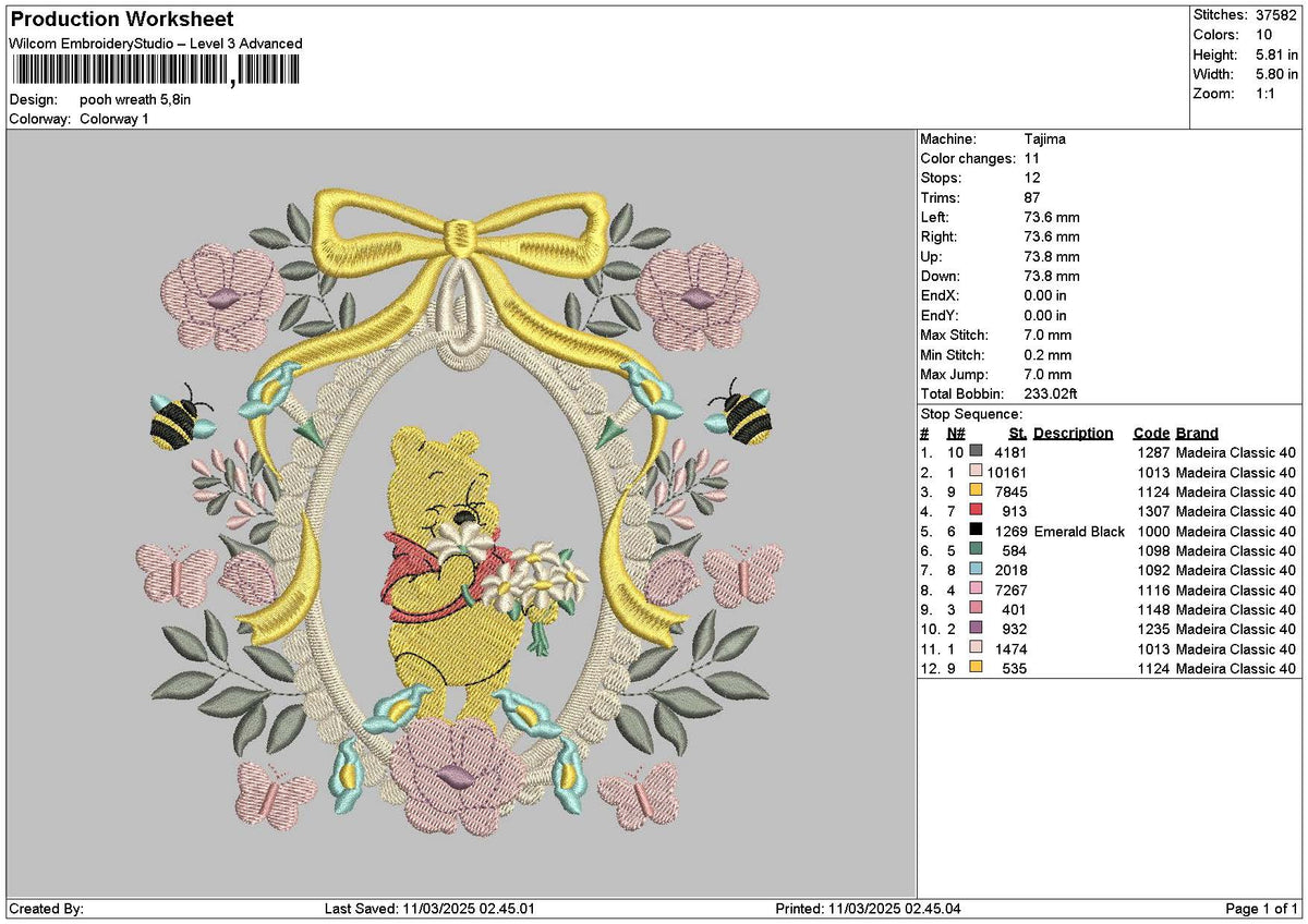 Poohflowers Embroidery File 6 sizes